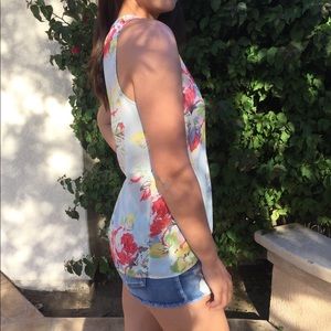 Kenar Tops - Light Blue Floral Tank Top Blouse Kenar Tops - Light Blue Floral Tank Top Blouse